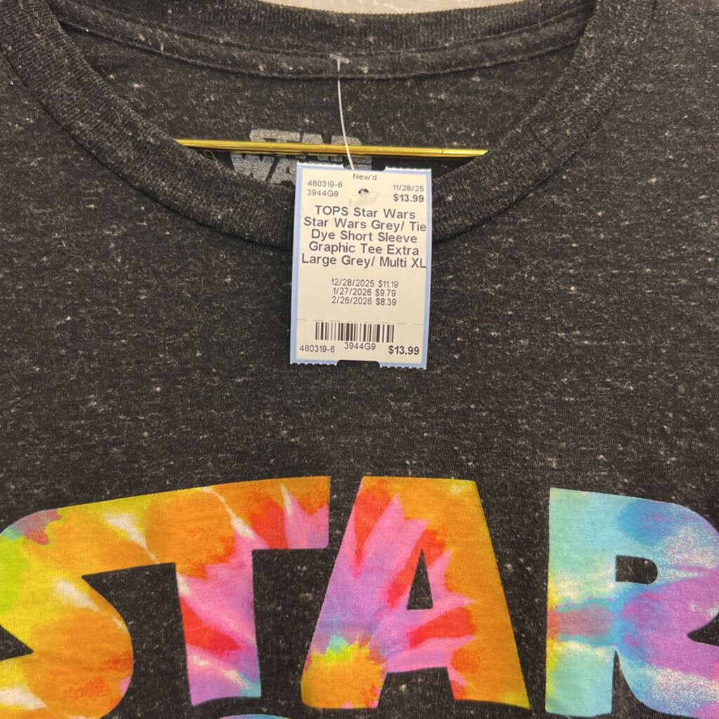 Star Wars Grey/ Tie Dye Short Sleeve Graphic Tee Extra Large