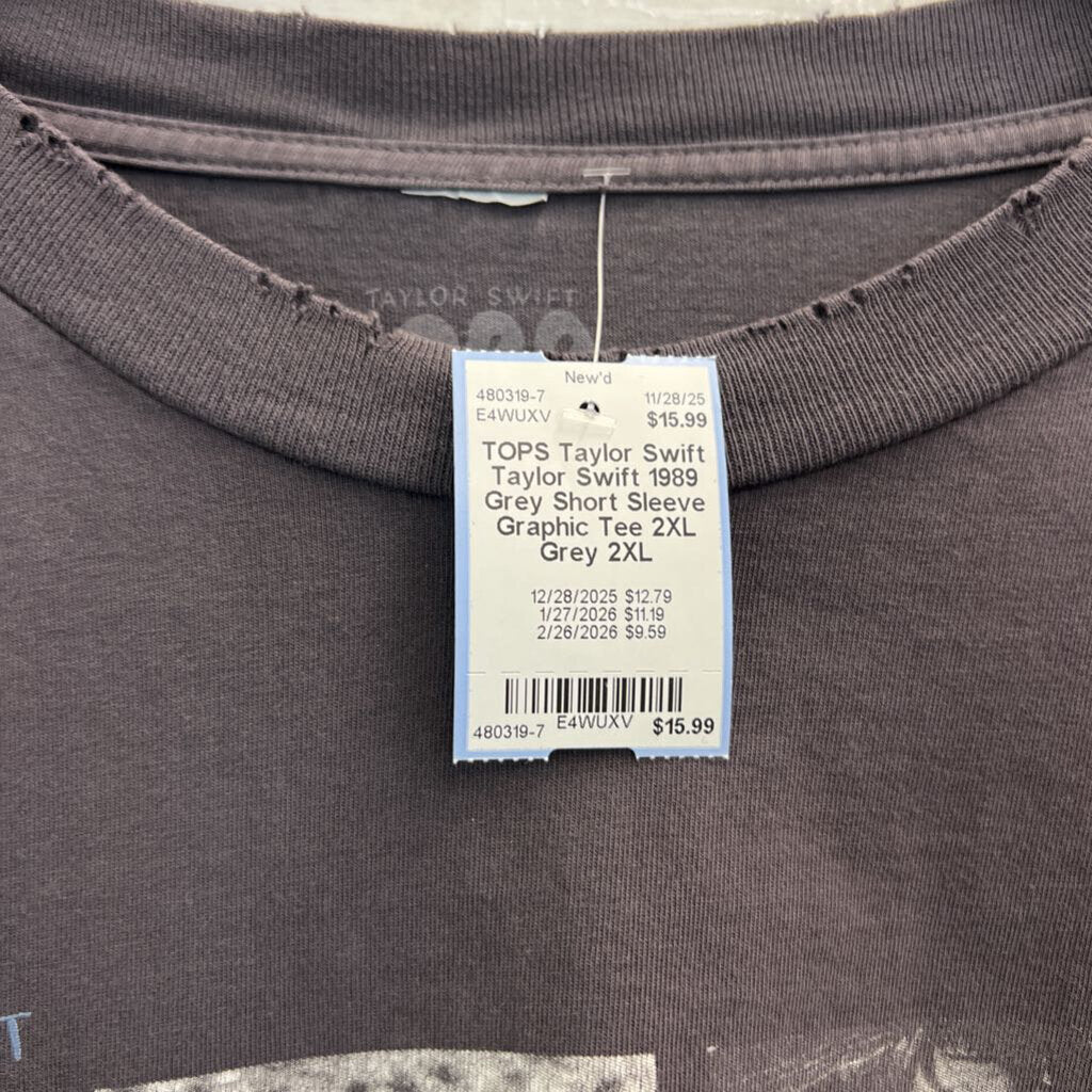 Taylor Swift 1989 Grey Short Sleeve Graphic Tee 2XL