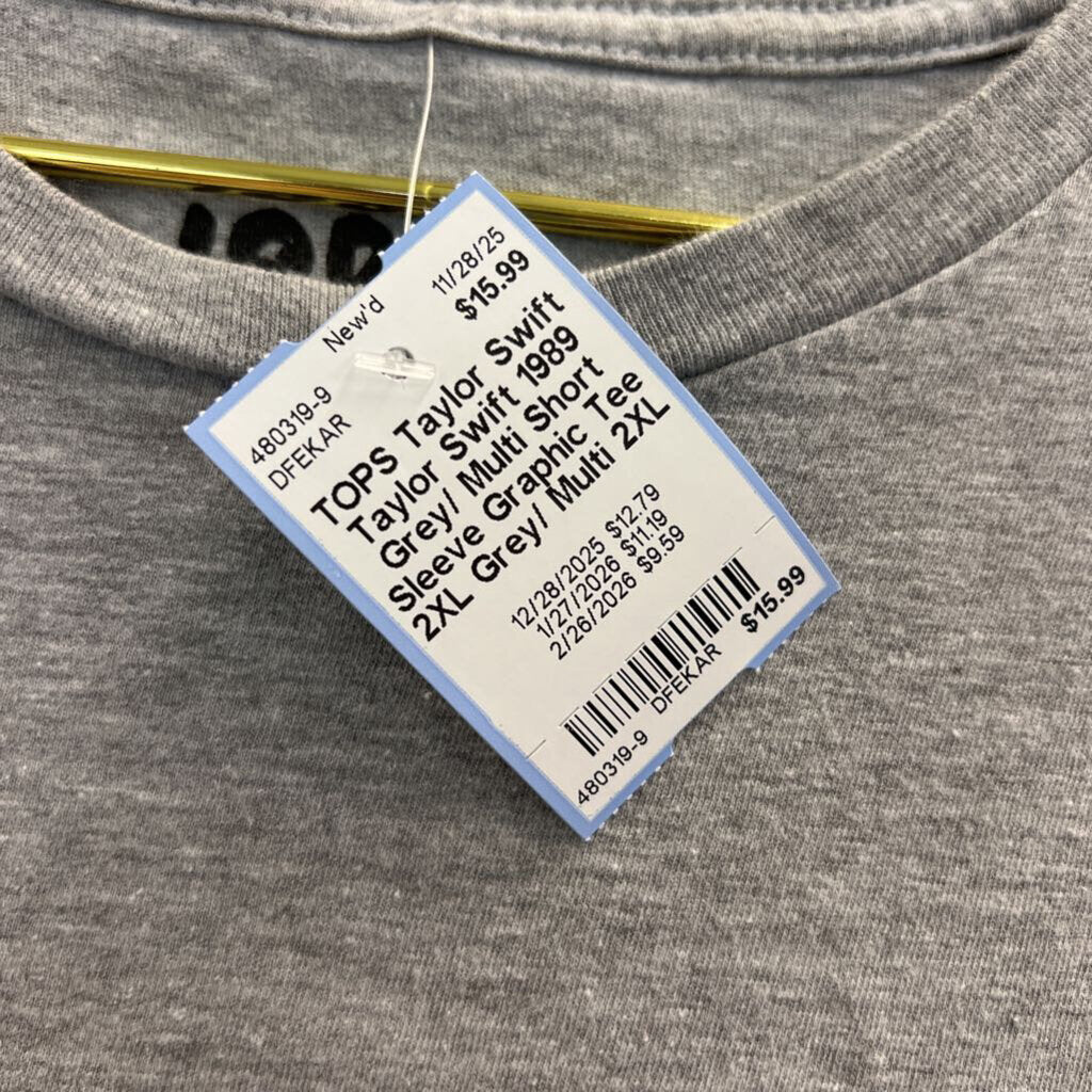 Taylor Swift 1989 Grey/ Multi Short Sleeve Graphic Tee 2XL