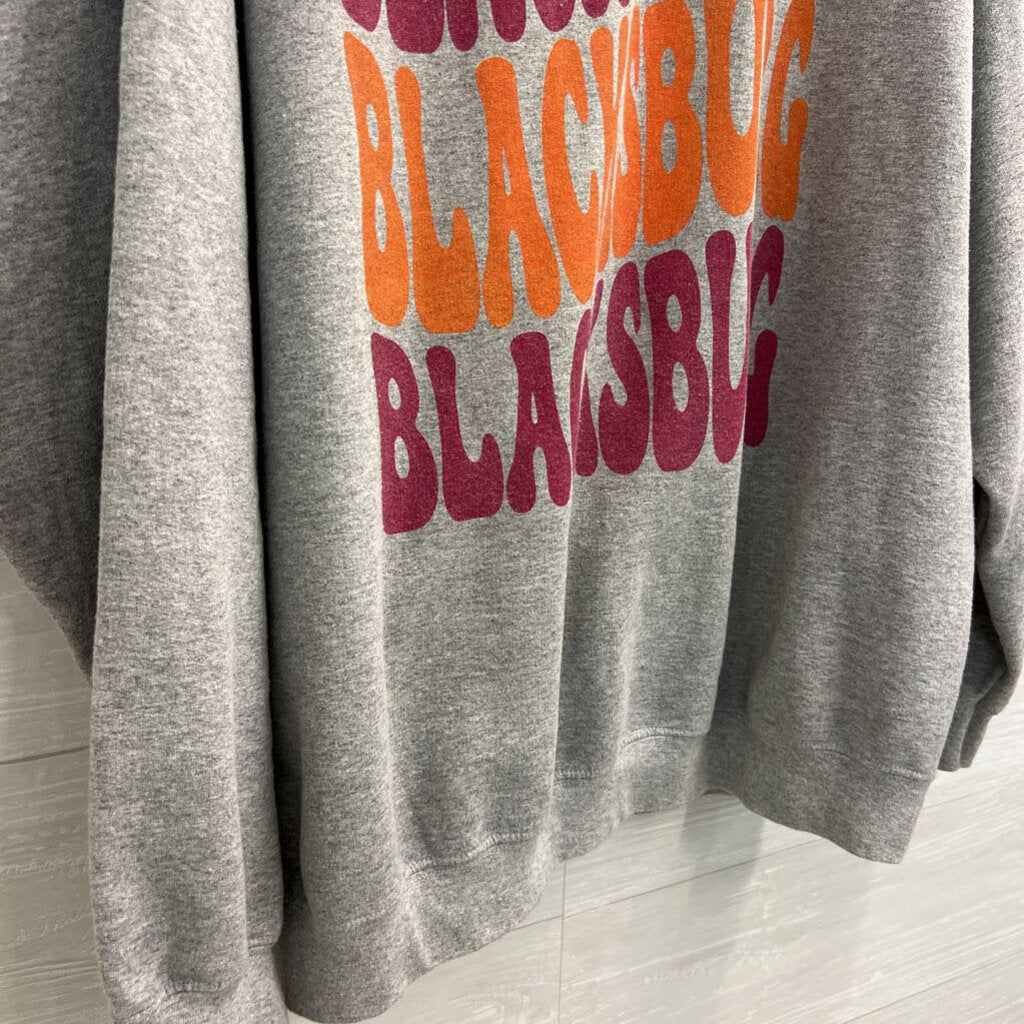 Gildan Grey/ Burgundy/ Orange Blacksburg Long Sleeve Graphic Pullover 2XL