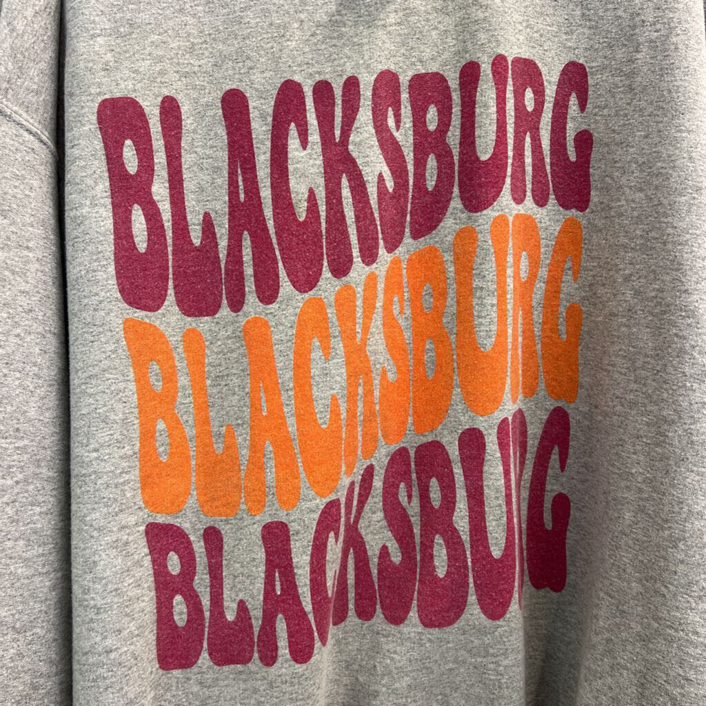 Gildan Grey/ Burgundy/ Orange Blacksburg Long Sleeve Graphic Pullover 2XL