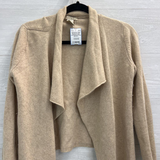 Kenar Light Brown 100% Cashmere Open Front Sweater Small