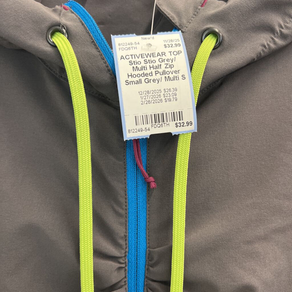 Stio Grey/ Multi Half Zip Hooded Pullover Small
