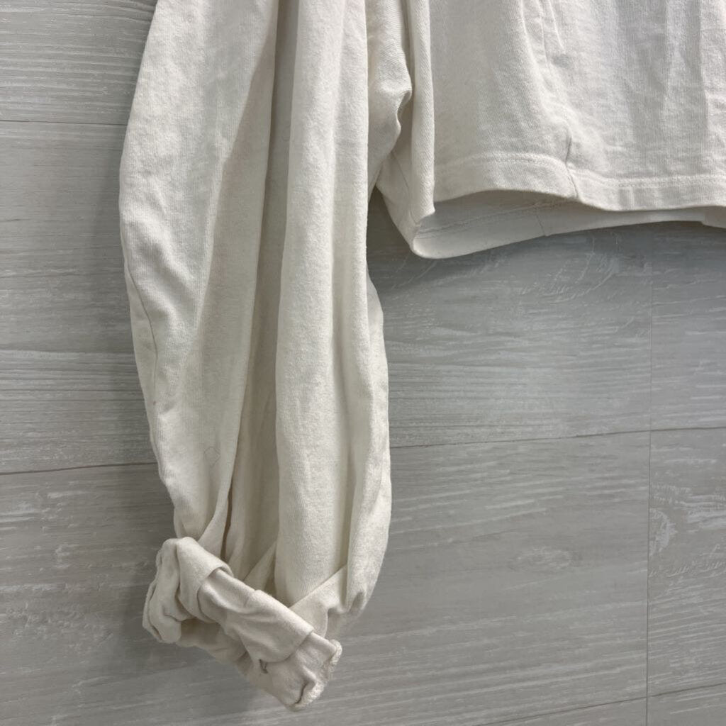 Silence and Noise White Cropped Long Puff Sleeve Top Extra Small