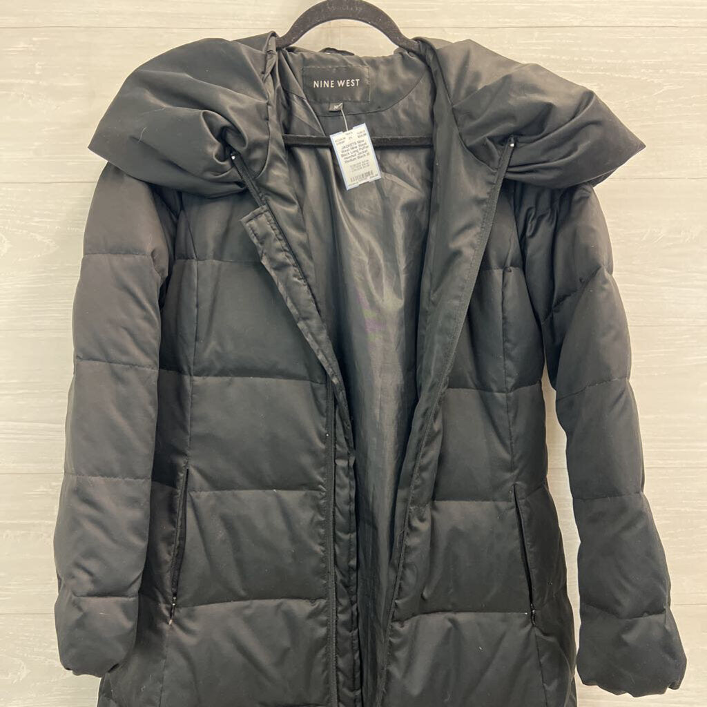 Nine West Black Long Puffer Jacket Medium