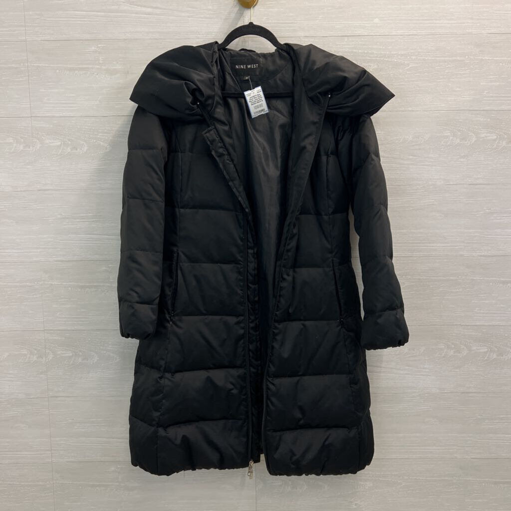 Nine West Black Long Puffer Jacket Medium