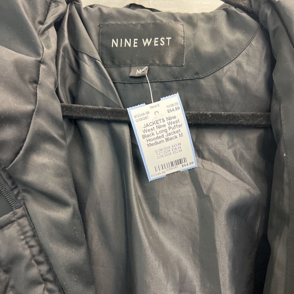 Nine West Black Long Puffer Jacket Medium