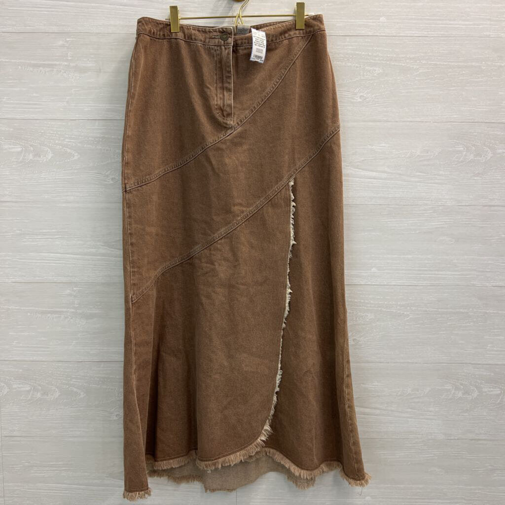 Vintage Newport News Brown Denim Maxi Skirt 12