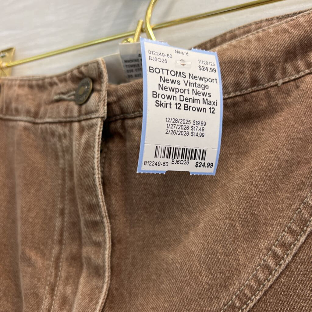 Vintage Newport News Brown Denim Maxi Skirt 12