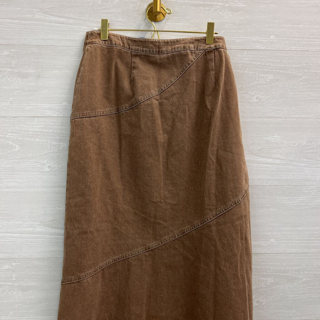 Vintage Newport News Brown Denim Maxi Skirt 12
