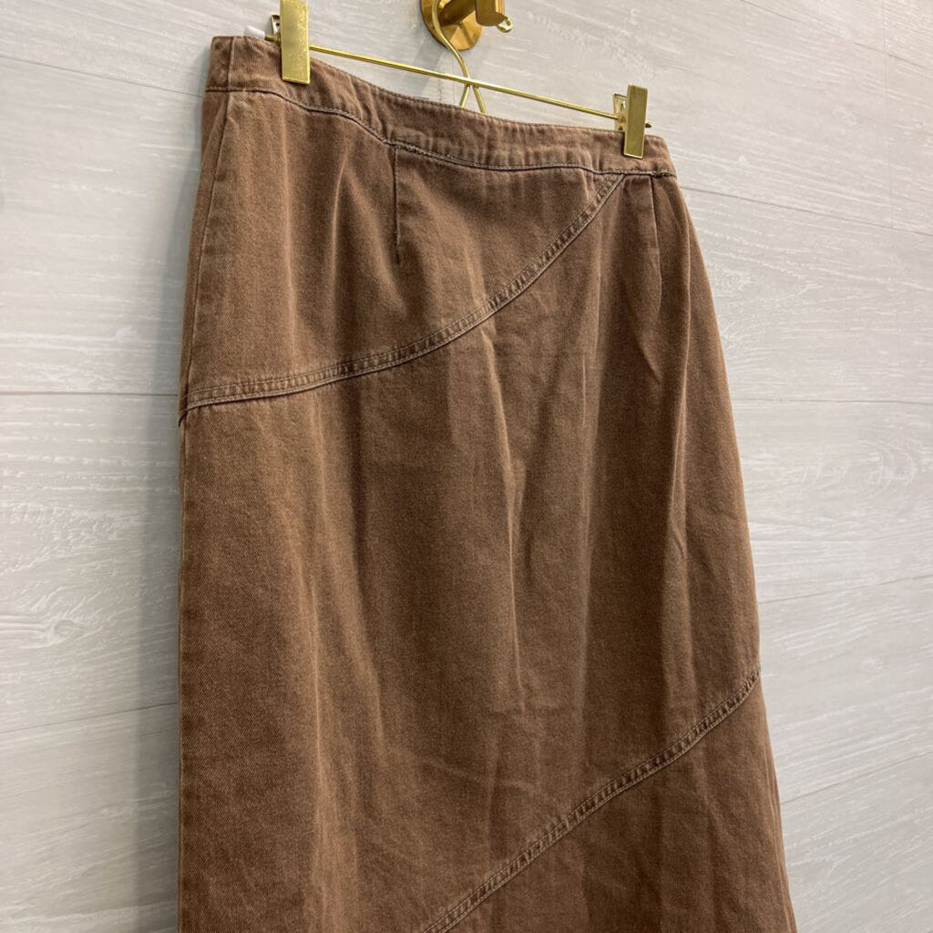 Vintage Newport News Brown Denim Maxi Skirt 12