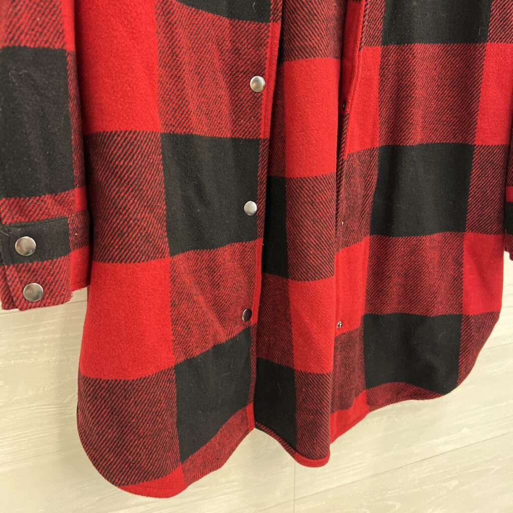 BB Dakota Red/ Black Gingham Long Jacket Small