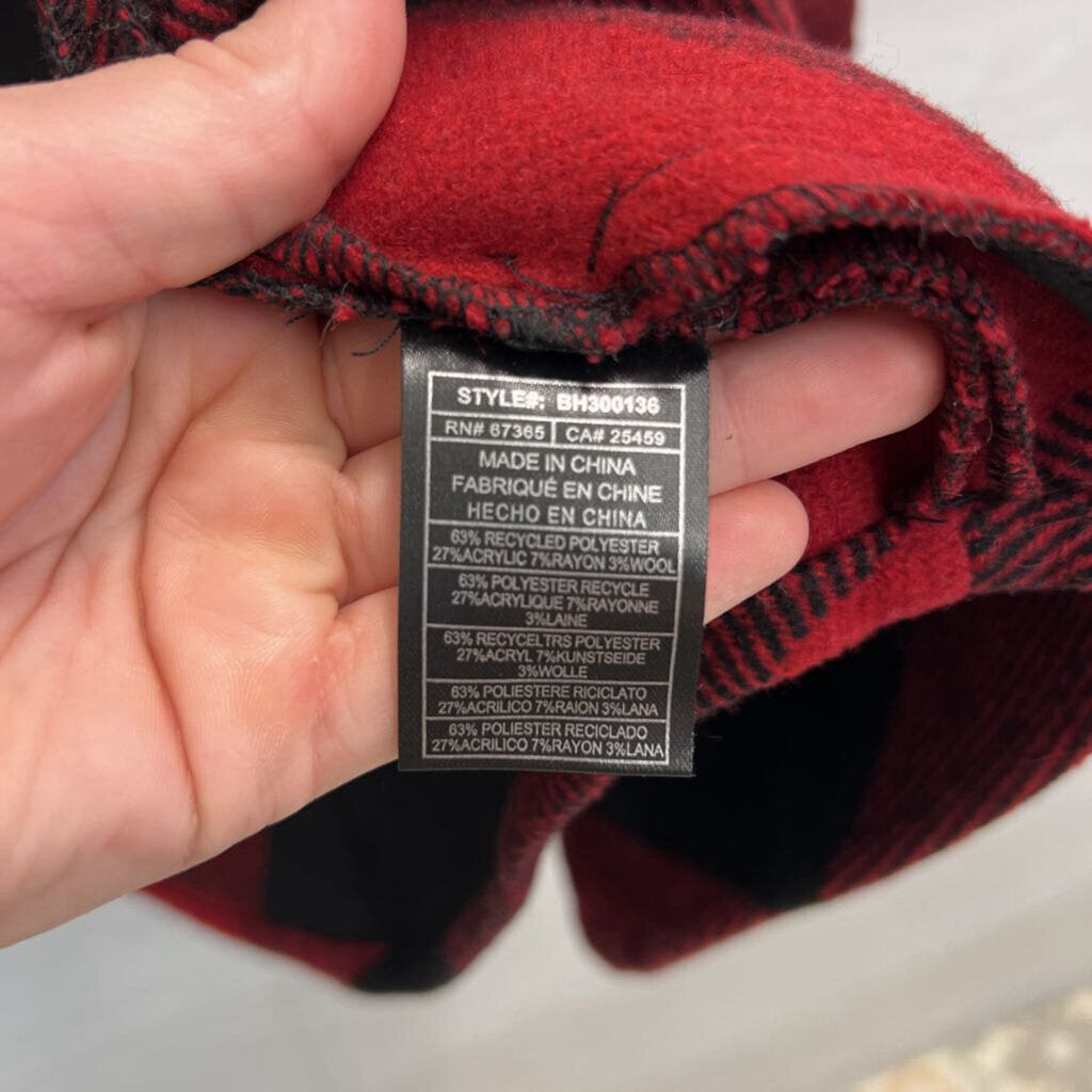 BB Dakota Red/ Black Gingham Long Jacket Small