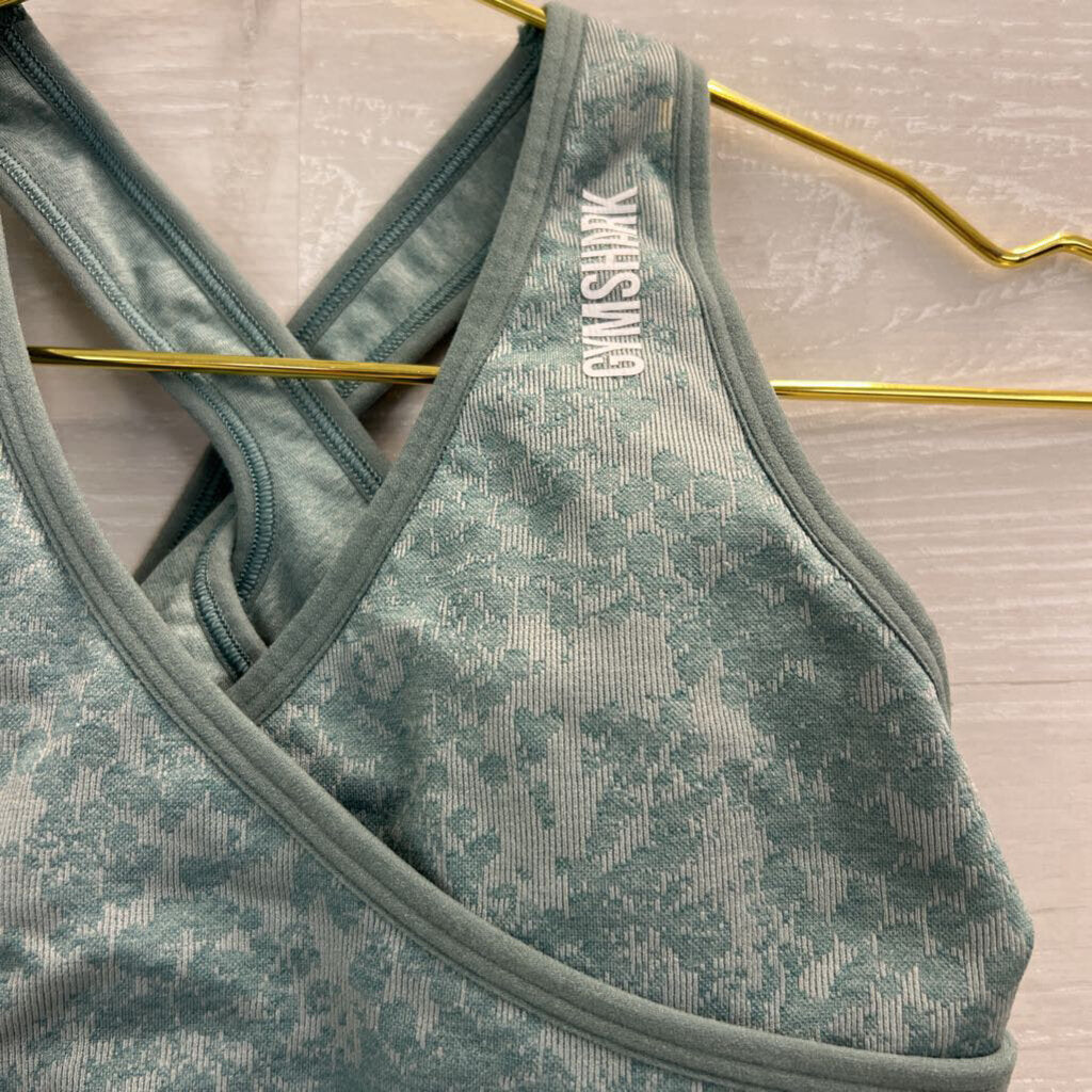 GymShark Blue Print Padded Sports Bra Small