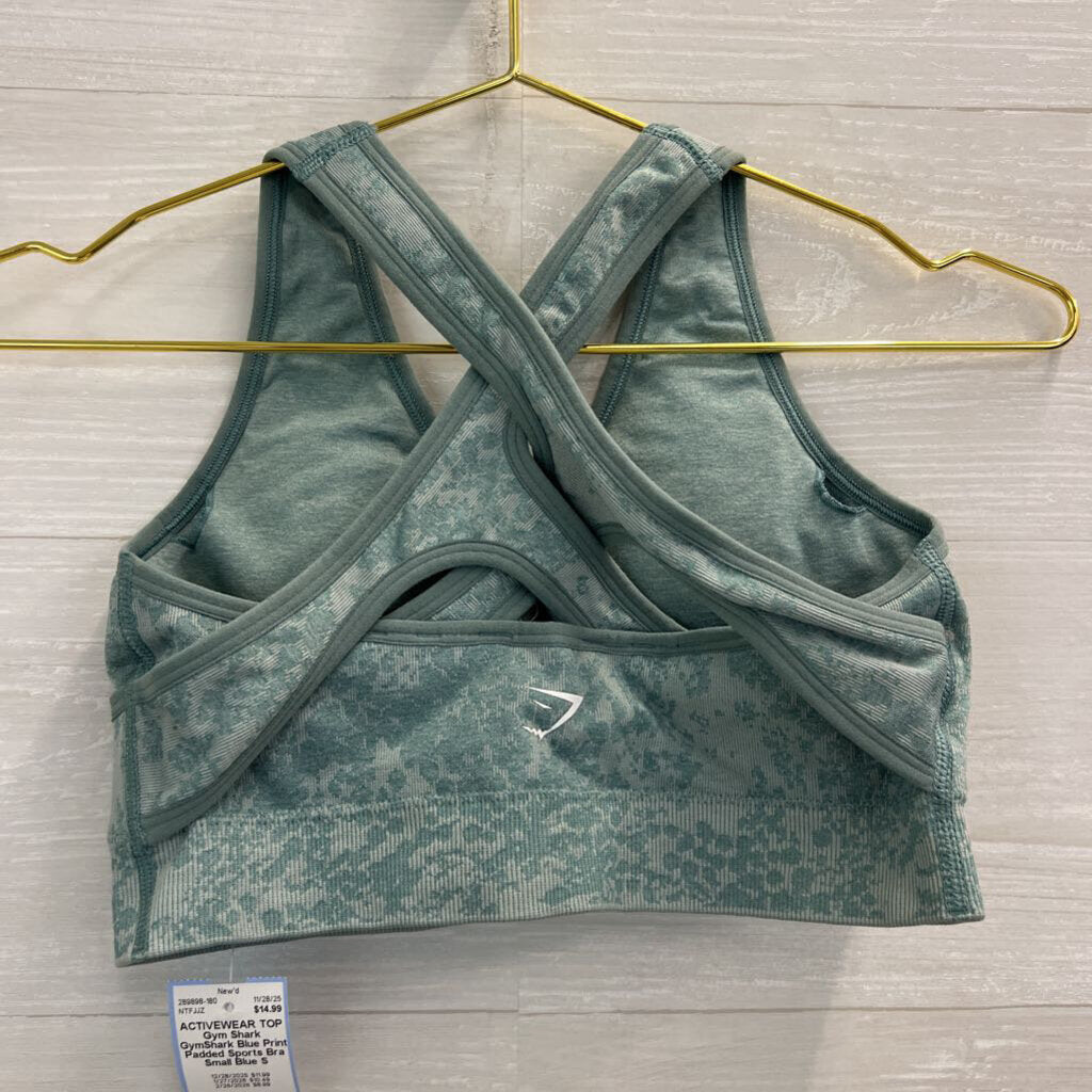 GymShark Blue Print Padded Sports Bra Small