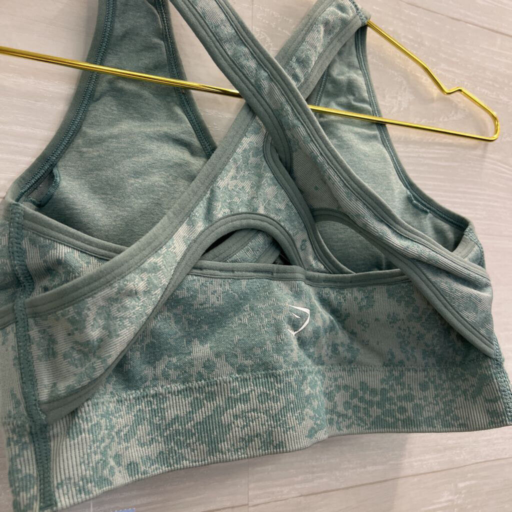GymShark Blue Print Padded Sports Bra Small