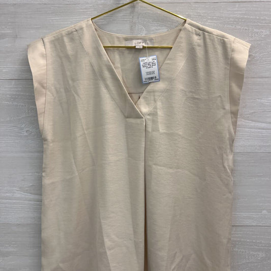Loft Cream Silky Short Sleeve Top Small