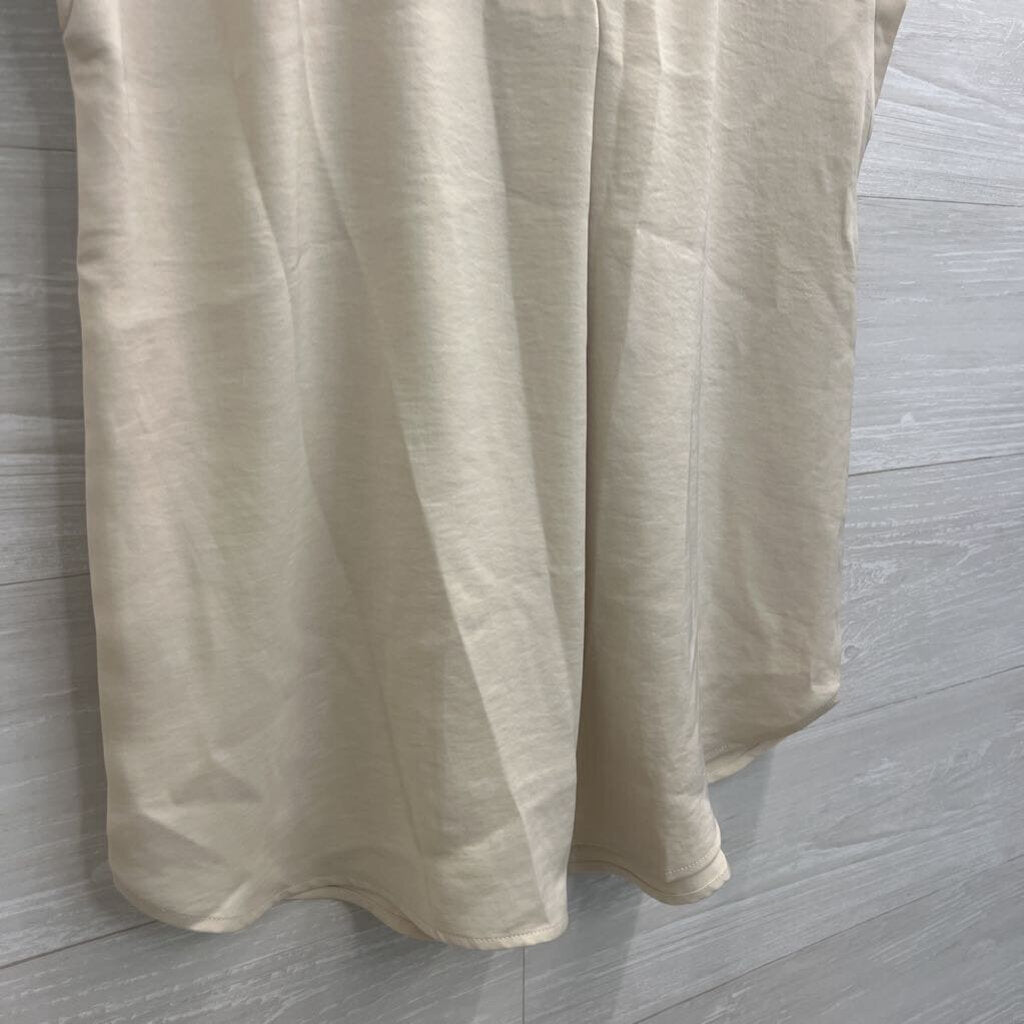Loft Cream Silky Short Sleeve Top Small