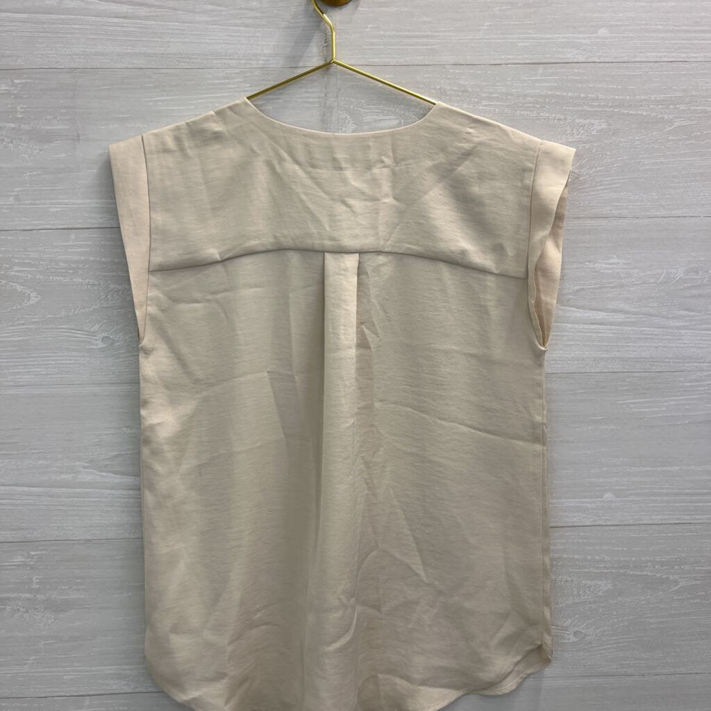 Loft Cream Silky Short Sleeve Top Small