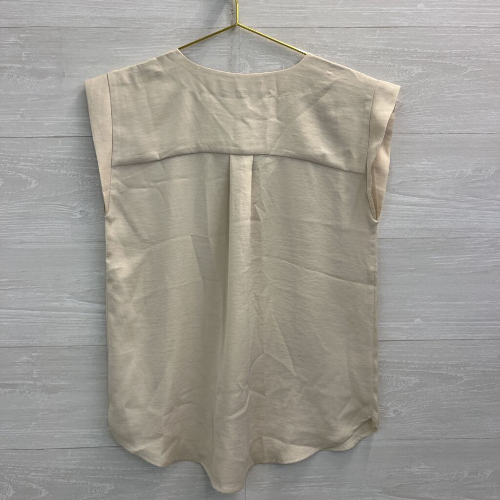 Loft Cream Silky Short Sleeve Top Small
