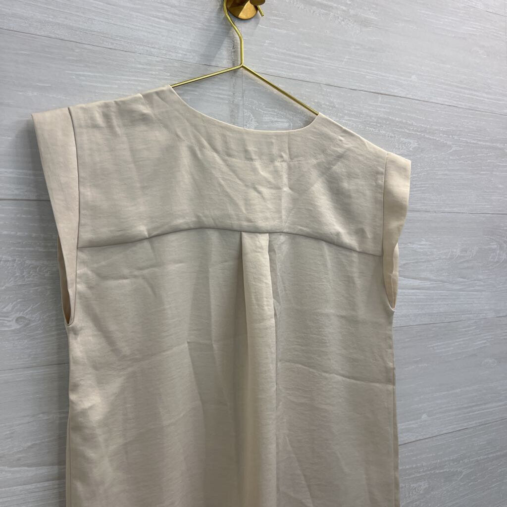 Loft Cream Silky Short Sleeve Top Small