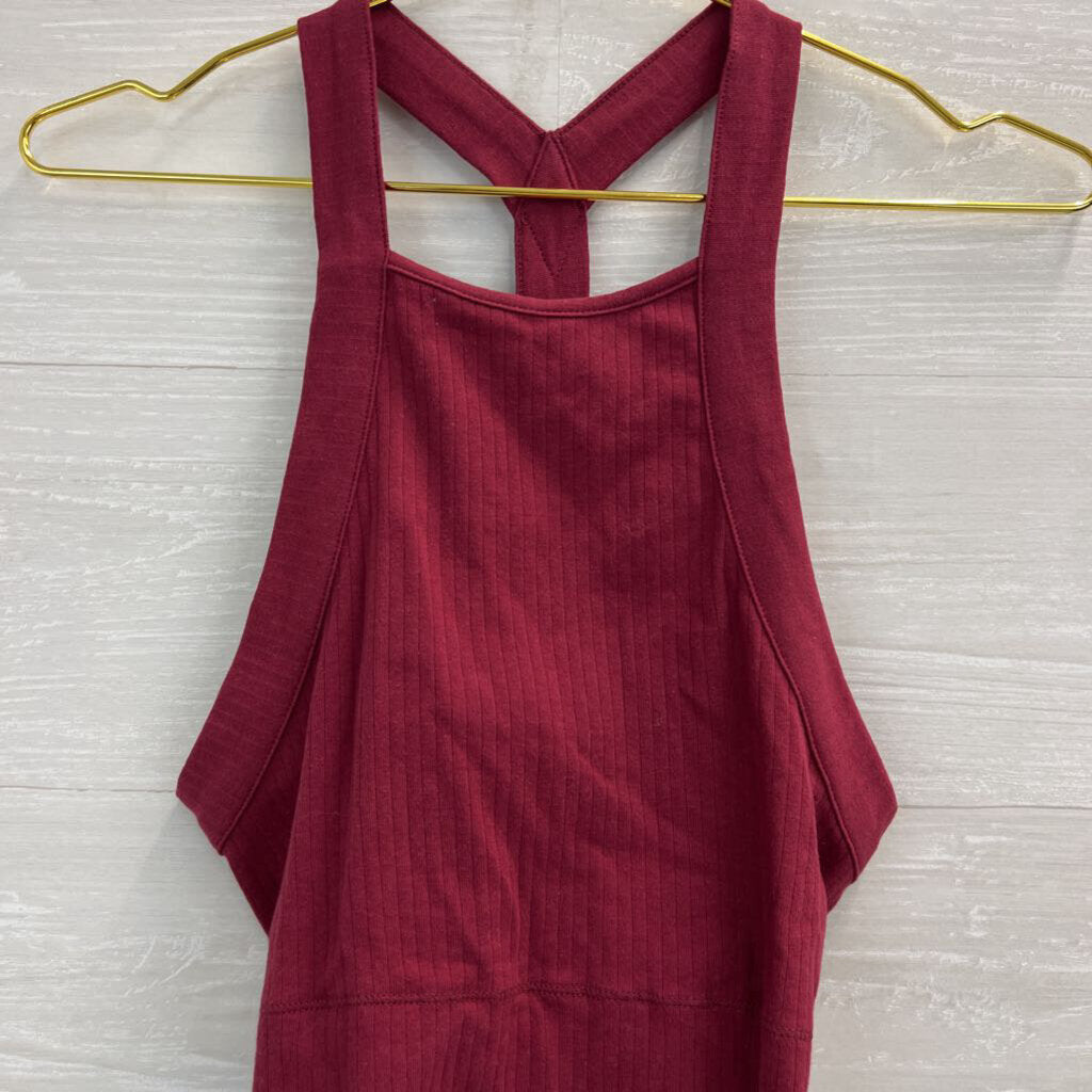 Intimately Free People Burgundy Ribbed Cropped Tank Top Medium