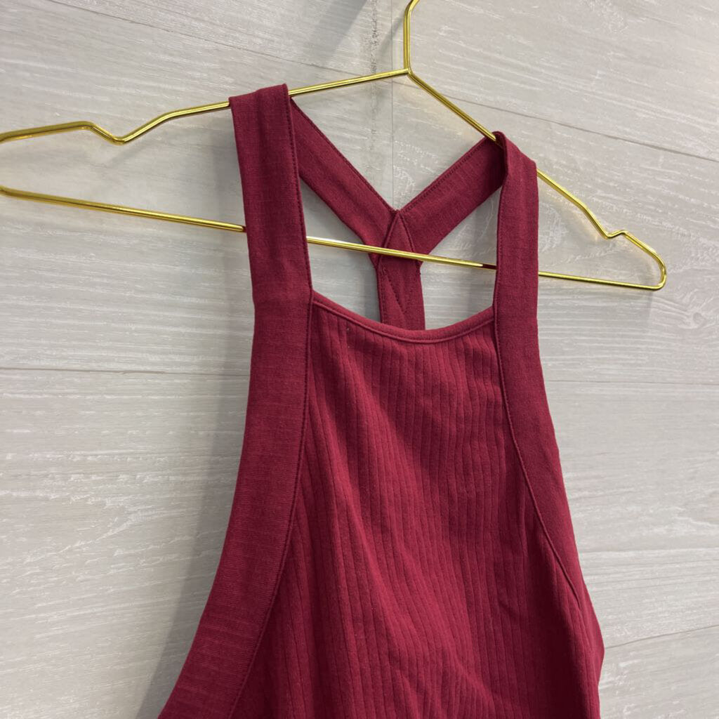 Intimately Free People Burgundy Ribbed Cropped Tank Top Medium