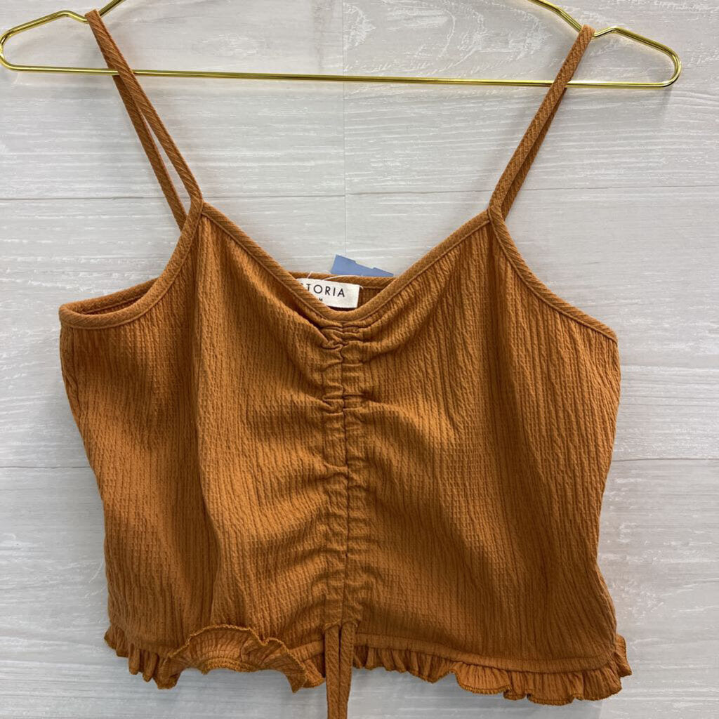 Storia Orange Textured Cropped Tank Top Medium