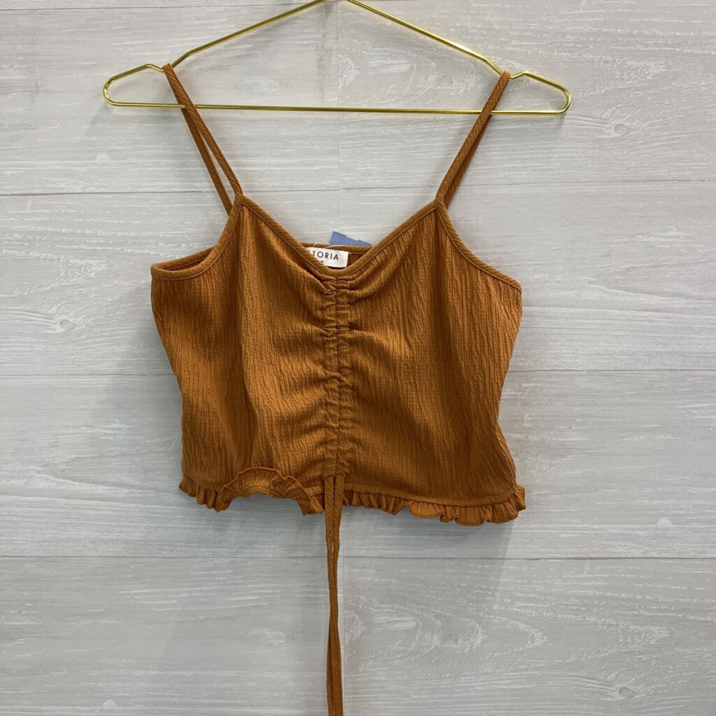 Storia Orange Textured Cropped Tank Top Medium