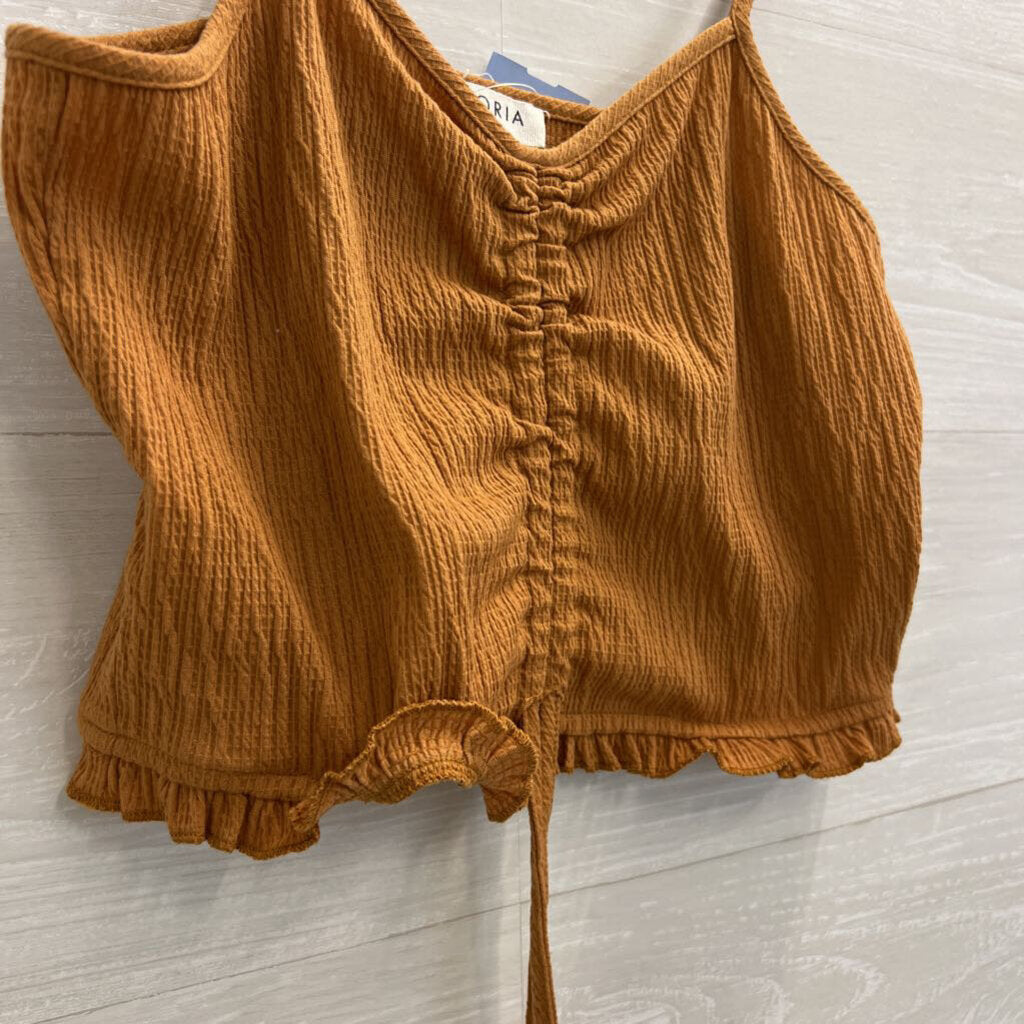 Storia Orange Textured Cropped Tank Top Medium