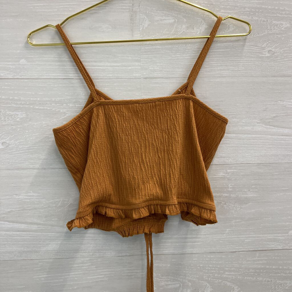 Storia Orange Textured Cropped Tank Top Medium