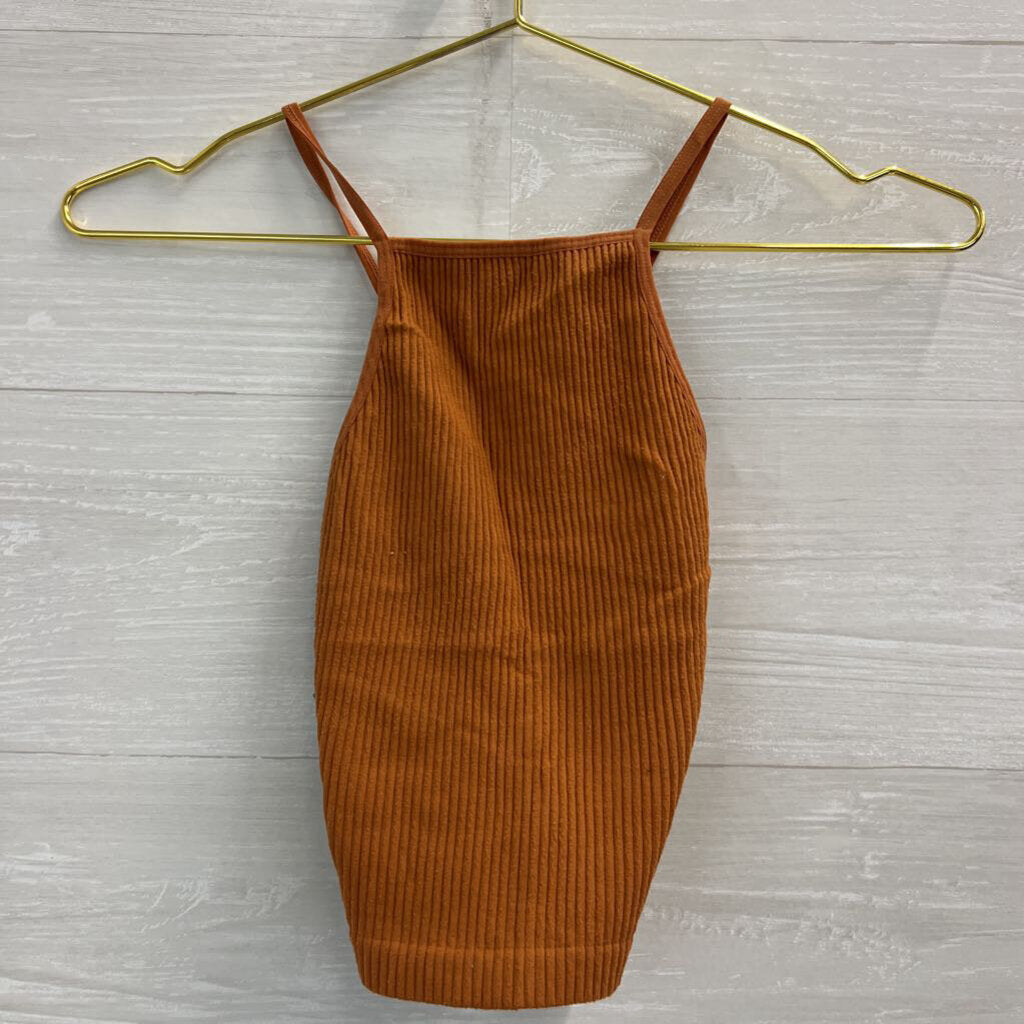 By Together Orange Ribbed Cropped Tank Top Small/ Medium