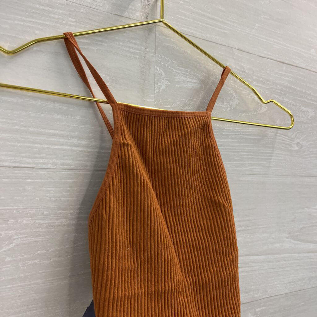 By Together Orange Ribbed Cropped Tank Top Small/ Medium