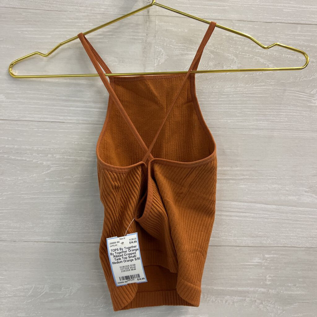 By Together Orange Ribbed Cropped Tank Top Small/ Medium