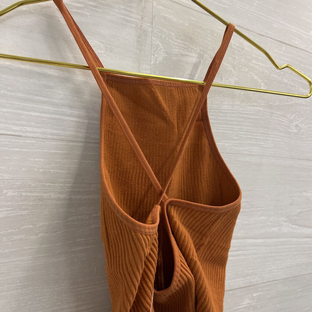 By Together Orange Ribbed Cropped Tank Top Small/ Medium