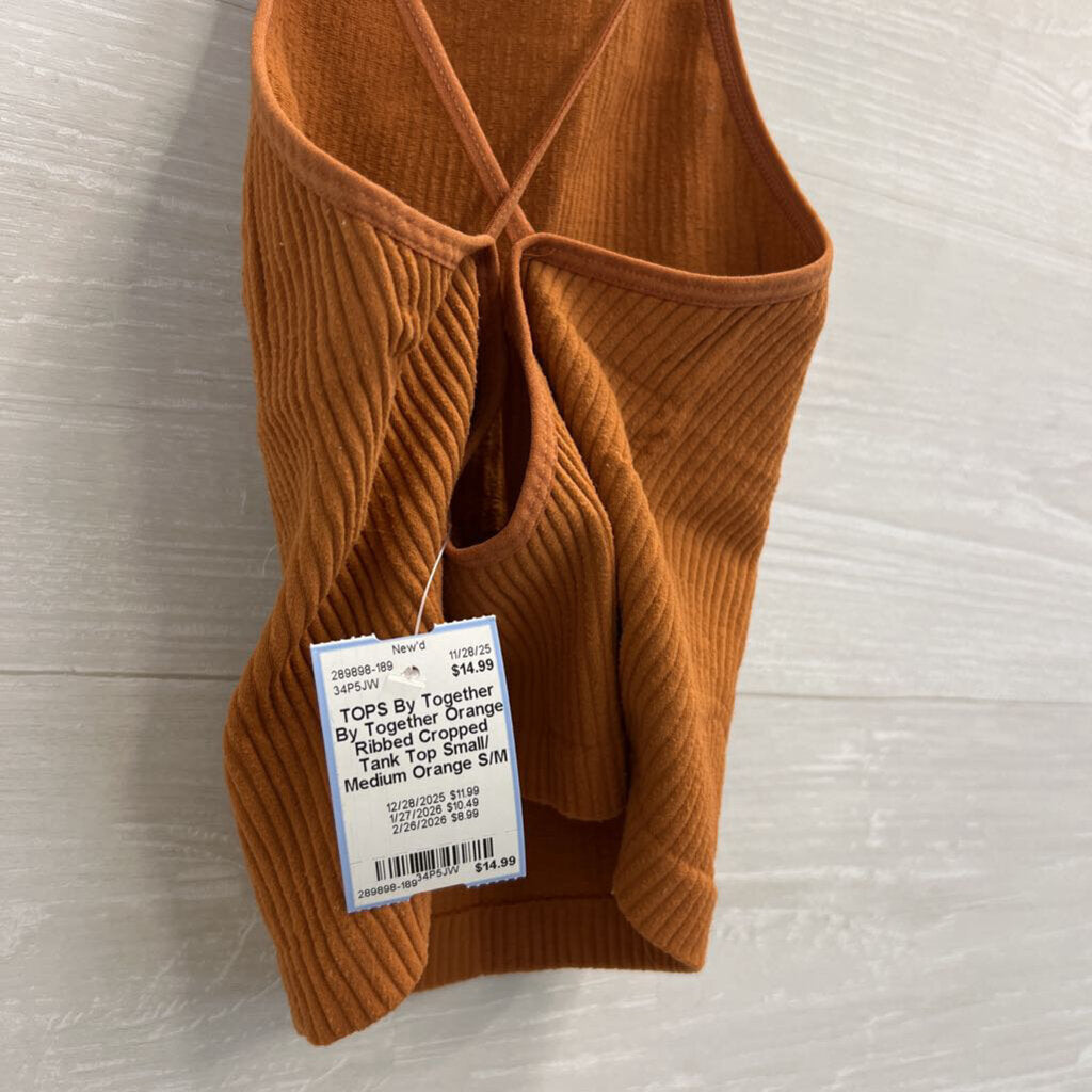 By Together Orange Ribbed Cropped Tank Top Small/ Medium