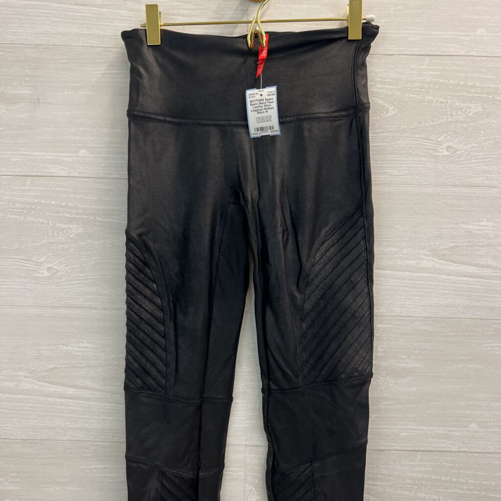 Spanx Black Faux Leather Moto Leggings Medium