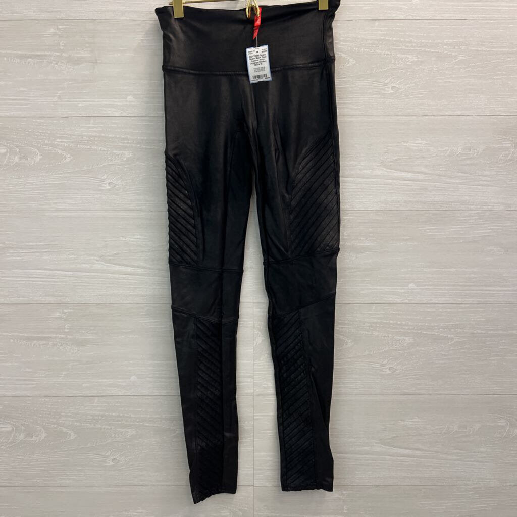 Spanx Black Faux Leather Moto Leggings Medium