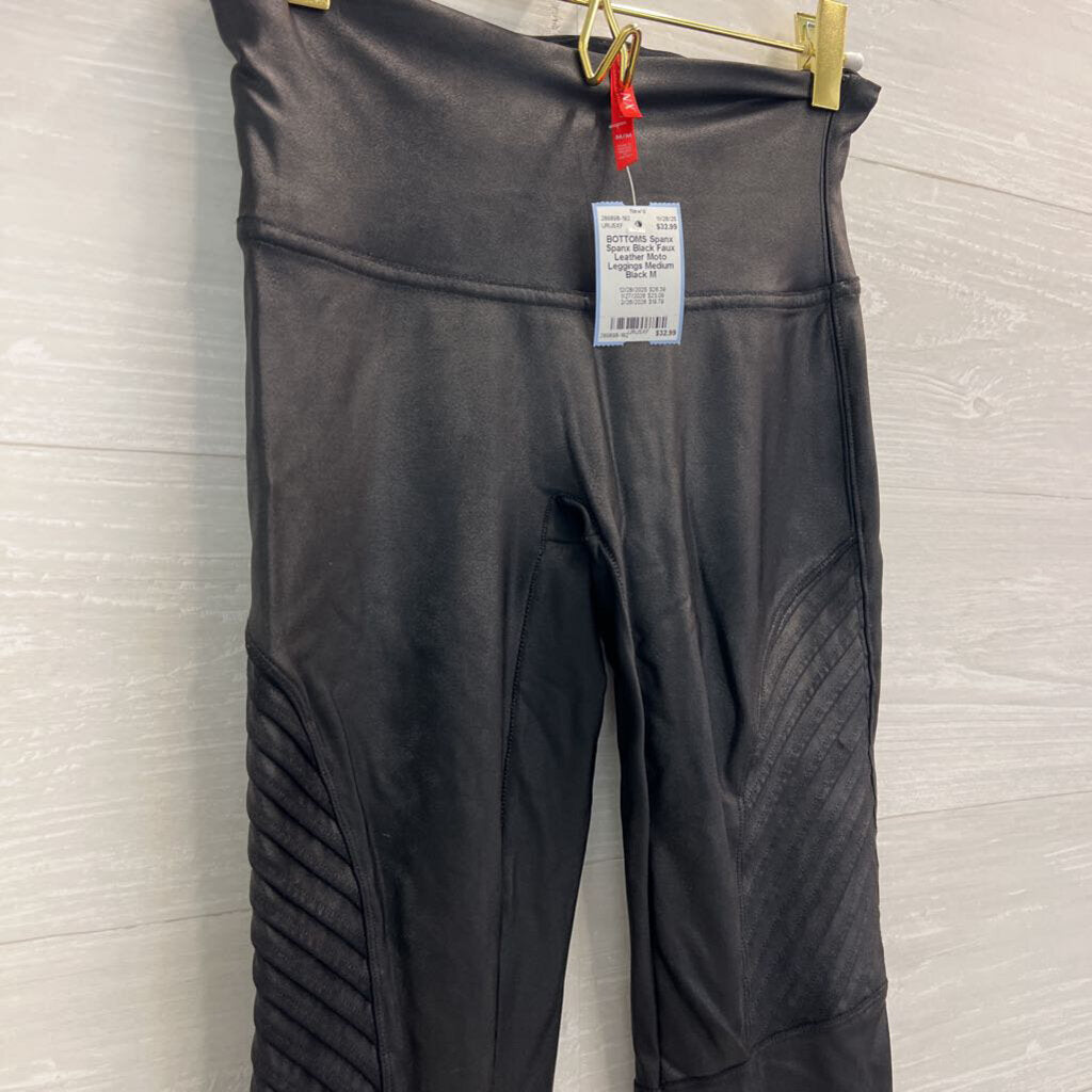 Spanx Black Faux Leather Moto Leggings Medium