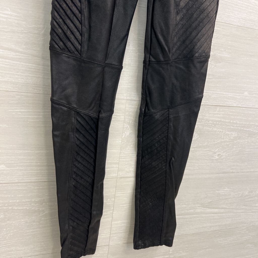 Spanx Black Faux Leather Moto Leggings Medium