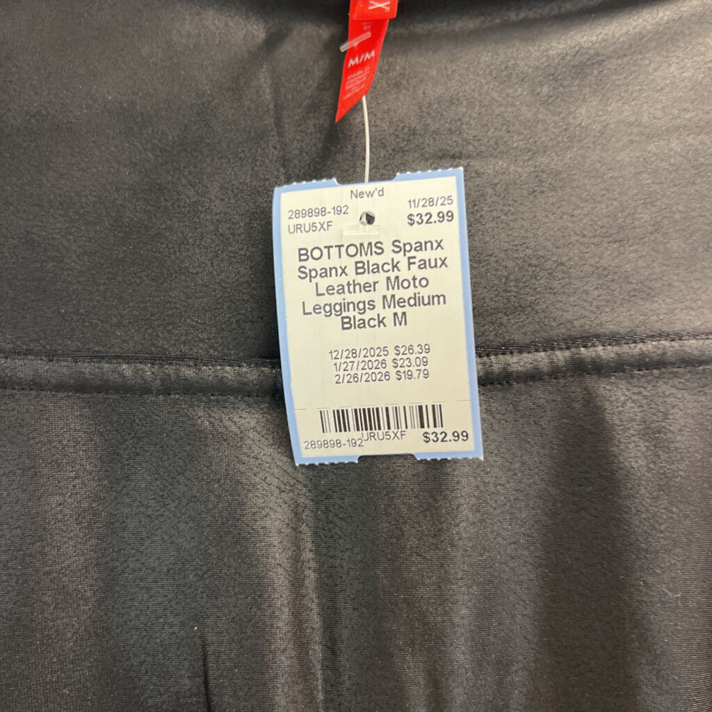 Spanx Black Faux Leather Moto Leggings Medium
