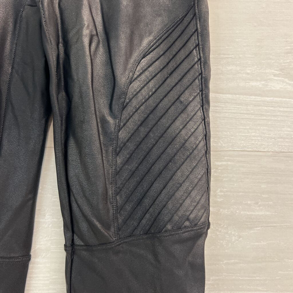 Spanx Black Faux Leather Moto Leggings Medium