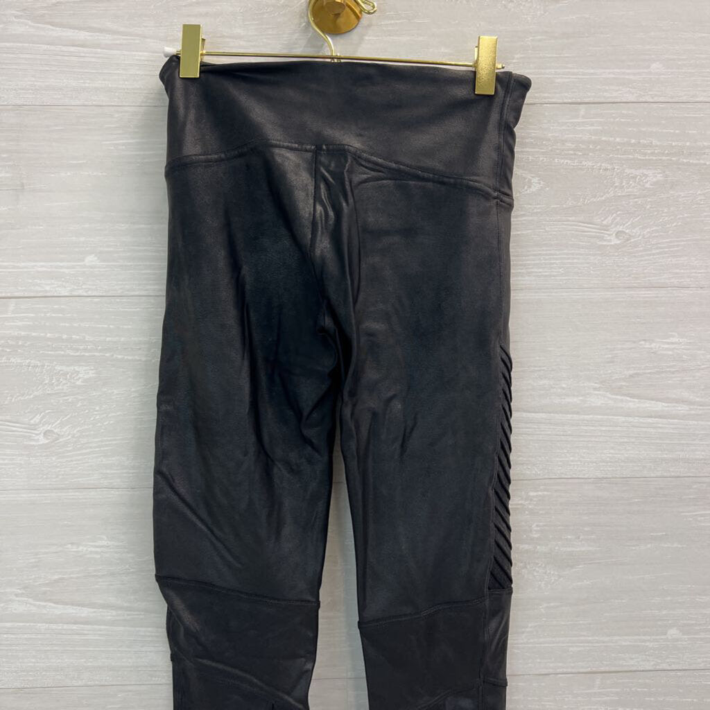 Spanx Black Faux Leather Moto Leggings Medium