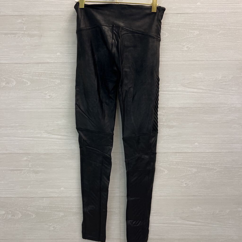 Spanx Black Faux Leather Moto Leggings Medium