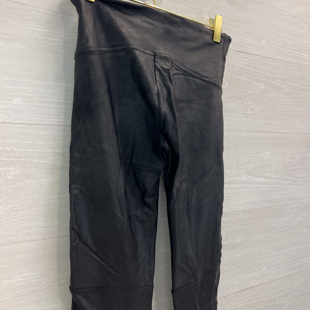 Spanx Black Faux Leather Moto Leggings Medium