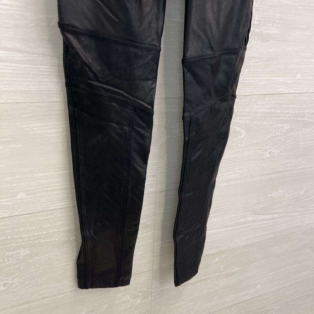 Spanx Black Faux Leather Moto Leggings Medium