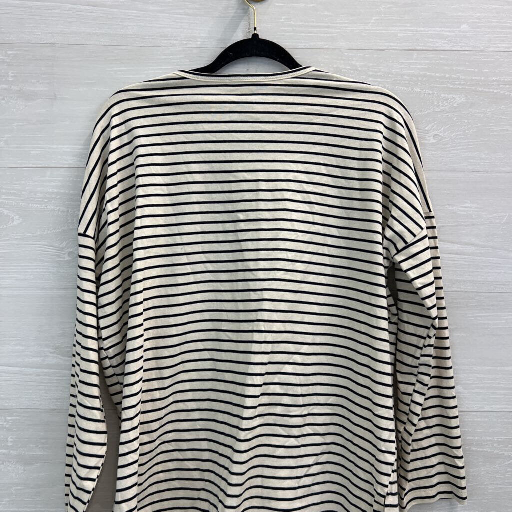 Mod Ref Black/ White Striped Long Sleeve Top Small