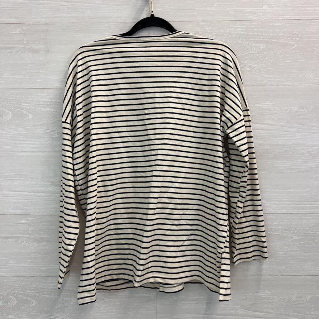 Mod Ref Black/ White Striped Long Sleeve Top Small