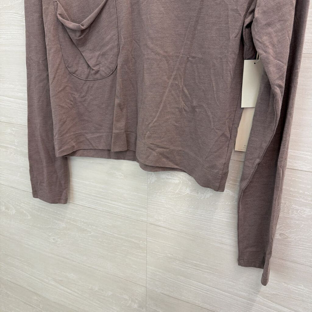 Z Supply Purple Cropped Long Sleeve V Neck Top Small