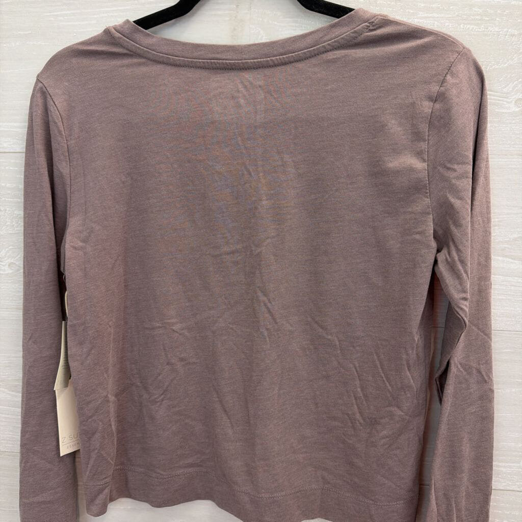 Z Supply Purple Cropped Long Sleeve V Neck Top Small